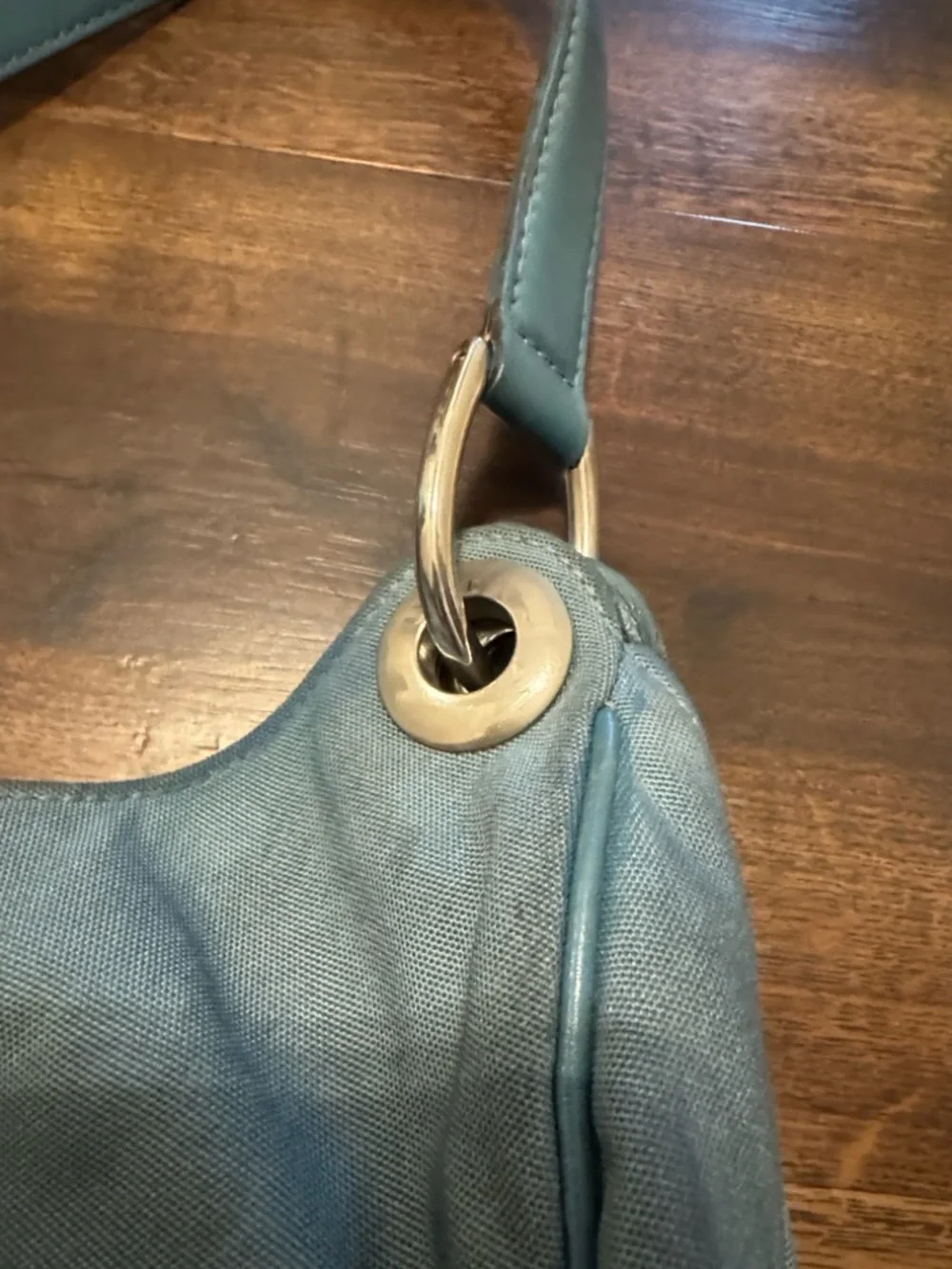 Gucci Light Blue Nylon Canvas Shoulder Bag with Silver Hardware 244342 204046